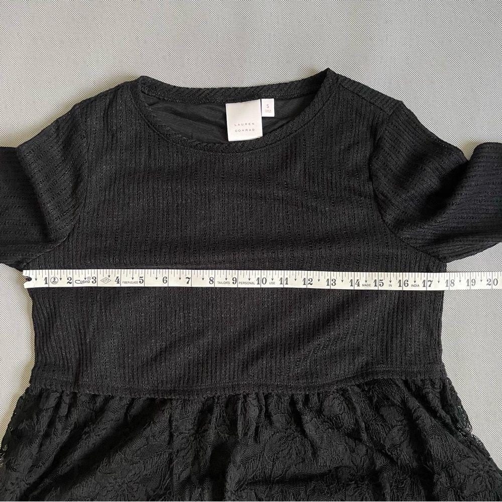 Lauren Conrad Bee Mine Black Lace Baby Doll Top NEW Women’s Size Small - Picture 8 of 10